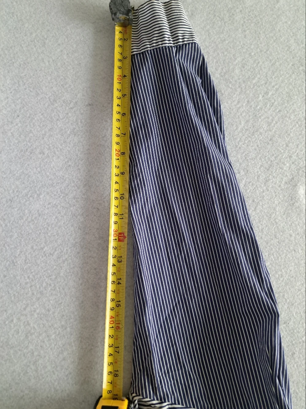 H&M 100% Cotton Navy Blue and White Striped Off-Shoulder Button-Down Shirt - Picture 10 of 14
